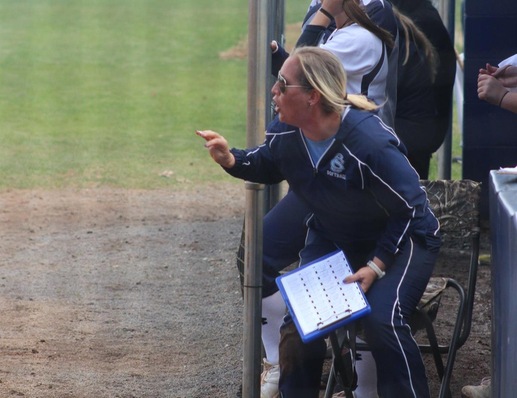 Coach Katie Willingham shouts instructions during Friday's games