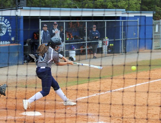Macy Bryant rips a pitch into left field versus Morton College